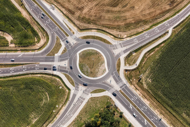 istock aerial view of roundabout 850621208