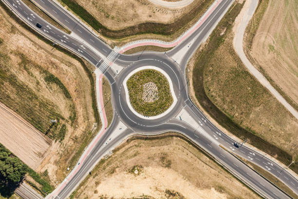 istock aerial view of roundabout 850621234