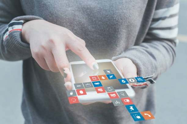 istock Hand touching tablet pc, social media concept 850632836