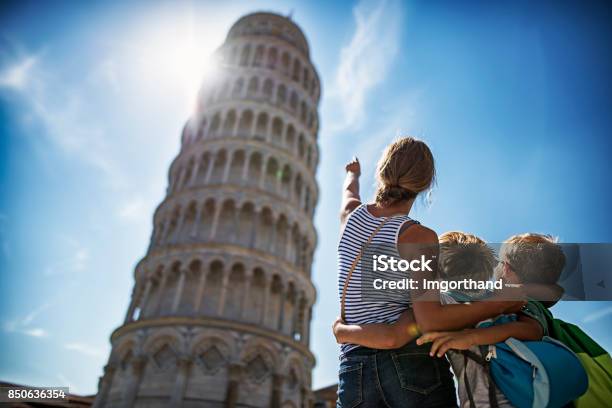 Brothers And Sister Sightseeing In Pisa Stock Photo - Download Image Now - Family, Europe, Vacations