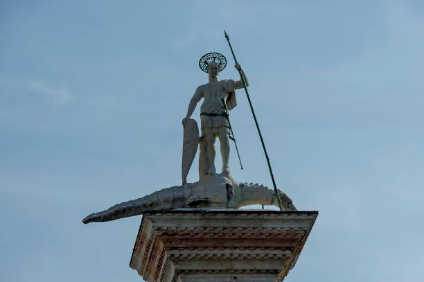 istock Statue of St. Theodore on column in the piazza San Marco 850640314