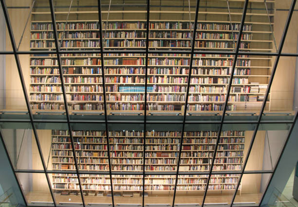 books in the latvian national library interior