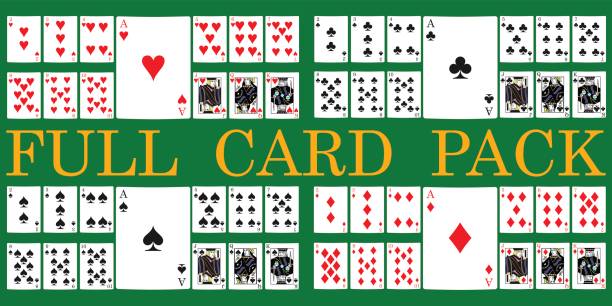 pakiet kart - cards poker king card green stock illustrations