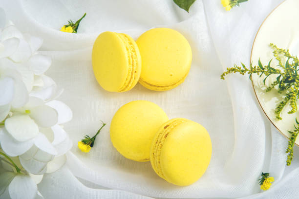 istock Yellow banana macarons. French delicate dessert for Breakfast 850685204