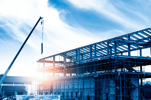 Steel frame structure stock photo