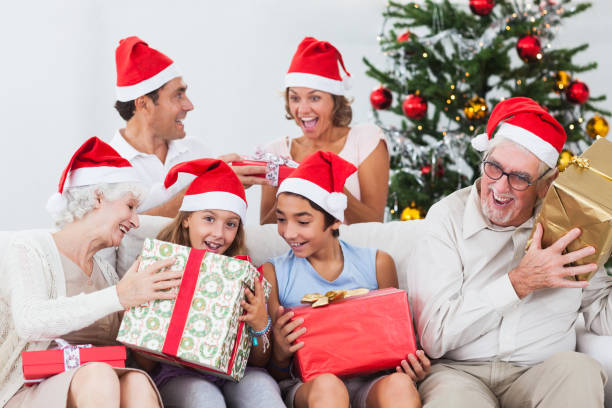 istock Family swapping christmas presents 850696468