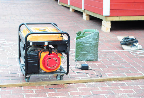 istock Standby Generator - Outdoor Power Equipment. Mobile Backup Generator on the construction site. Diesel Generator. 850700624