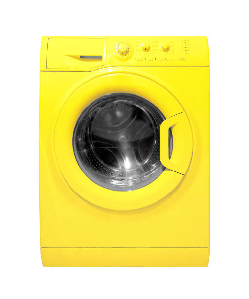 istock Household appliances - Yellow washing machine 850701018