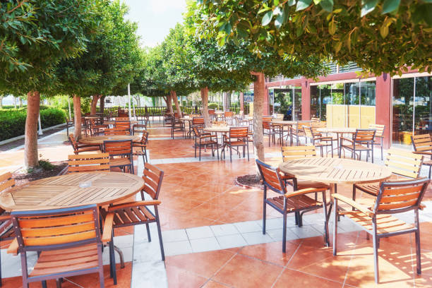 istock Empty served restaurant table waiting for visitors is located on the beach. Amara Dolce Vita Luxury Hotel. Resort. Tekirova-Kemer 850718030