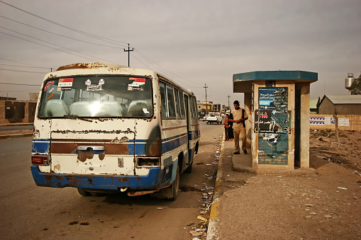 Kirkuk,Iraq - December 06 2005 : A bus stop in Kirkuk.