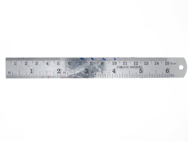 istock Top view used dirty short steel ruler on white background isolated clipping path 850756046