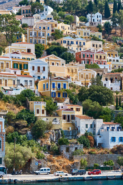 Multi-colored houses of Symi island