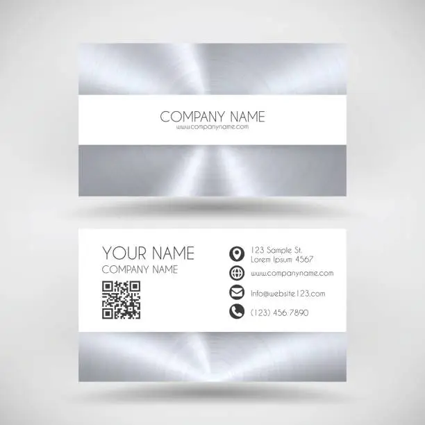 Vector illustration of Modern business card template with metal texture background