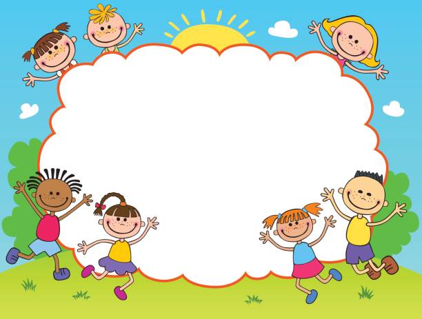 아이 들 플레이 구름 디자인 하늘 배경 벡터 그림 만화 - paper education preschool blank stock illustrations