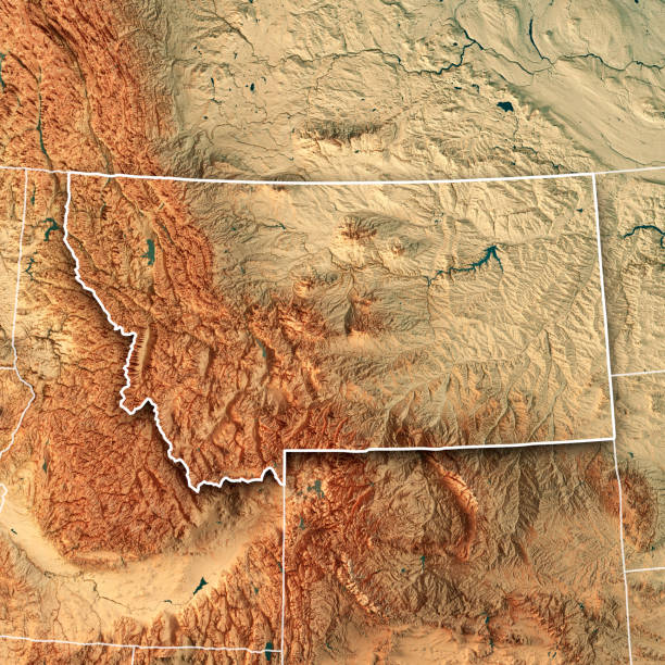 istock Montana State USA 3D Render Topographic Map Border 850791326