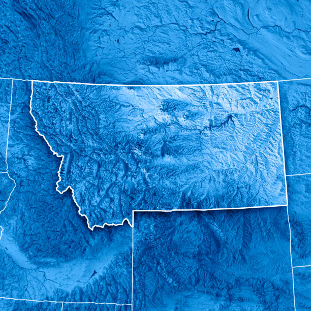 istock Montana State USA 3D Render Topographic Map Blue Border 850791612