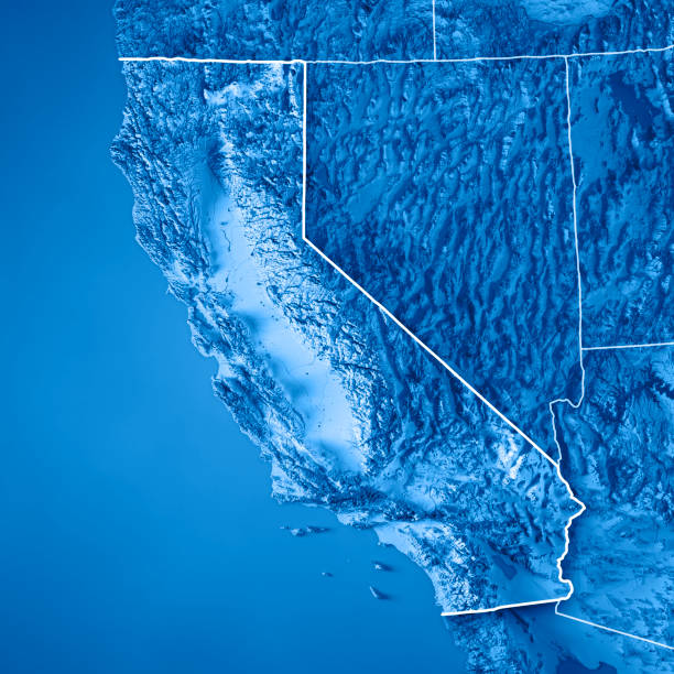 istock California State USA 3D Render Topographic Map Blue Border 850797540