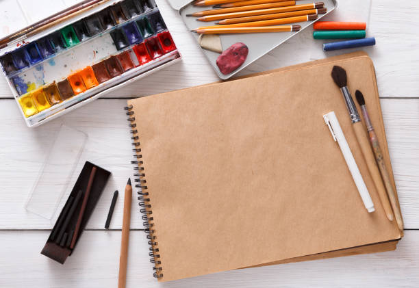 Drawing tools, stationary, workplace of artist