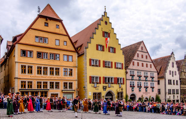Rothenburg Ob Der Tauber, Germany - MAY 24, 2015: people at the typical annual medieval festival on may, 24 2015 in Rothenburg ob der Tauber