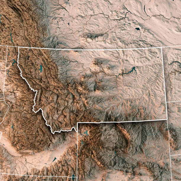 istock Montana State USA 3D Render Topographic Map Neutral Border 850808798