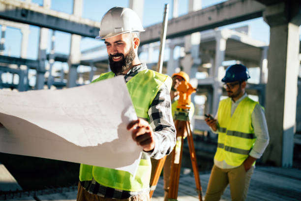 istock Picture of construction engineer working on building site 850818098