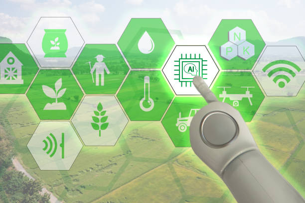 istock smart farming,industrial agriculture concept with artificial intelligence(ai). Smart Farmer use robot and  augmented reality technology to research,collect,control ,monitor and management in the field 850818262