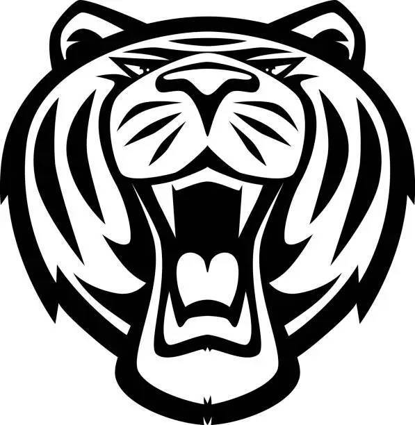 Vector illustration of angry tiger roaring