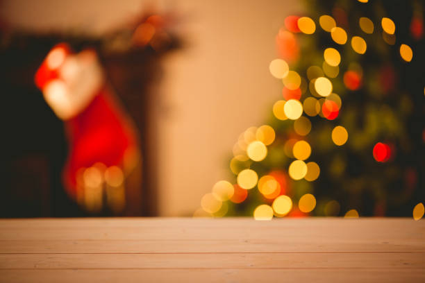 istock Desk with christmas tree in background 850834234
