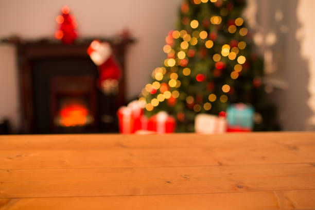 istock Desk with christmas tree in background 850834442