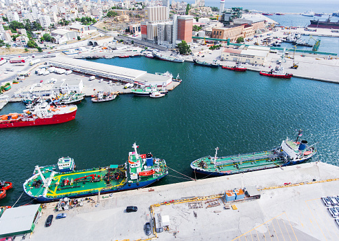 Port Piraeus aerial view, Athens.