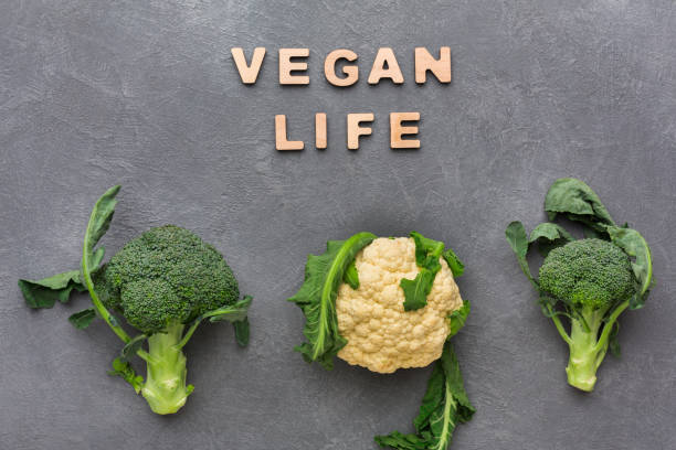 istock Vegan life. Fresh broccoli and cauliflower on gray background 850858228