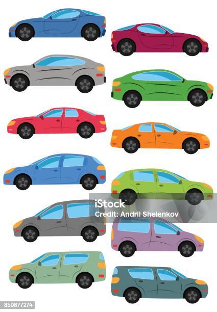 Set Of Multicolored Car Stock Illustration - Download Image Now - Car,  Cartoon, Colors - iStock