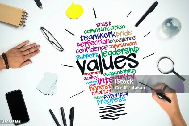 Values Business Concept Stock Photo - Download Image Now - Morality, Honesty, Working