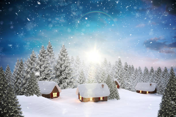 istock Snow covered village in forest 850889954