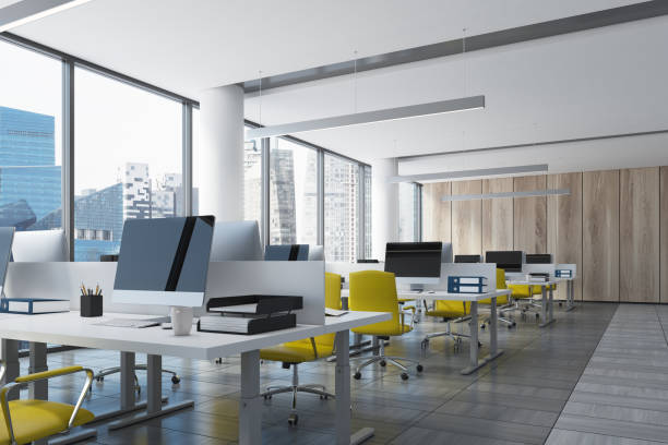 istock Loft open office with a wooden wall 850894654