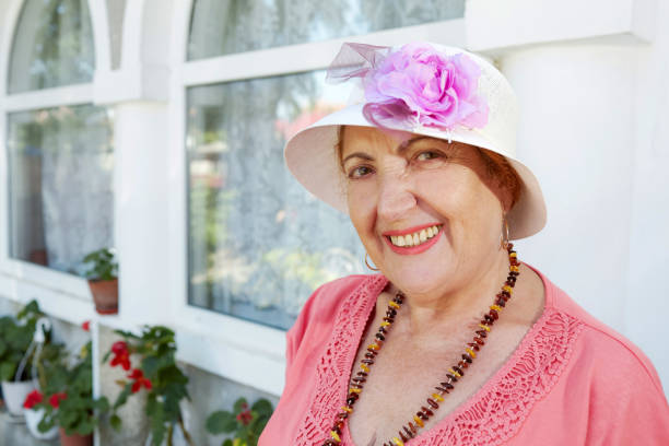 Cheerful Senior Woman stock photo