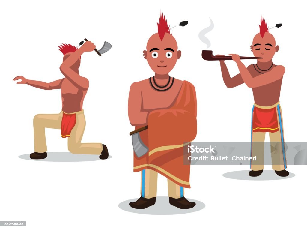 Native American Axe Warrior Poses Cartoon Vector Illustration Cartoon Character EPS10 FIle Format Axe stock vector