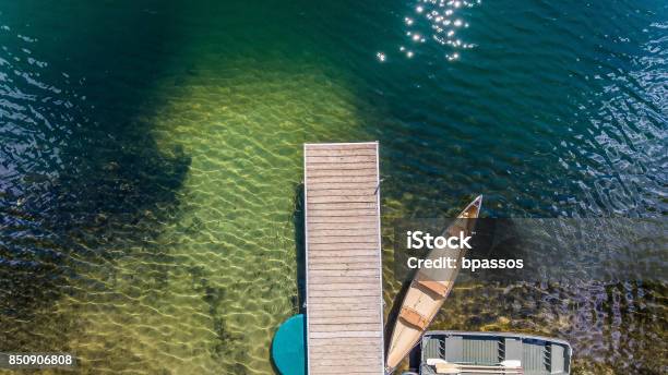 Lake Dock Seen From Above Stock Photo - Download Image Now - Aerial View, Lake, Pier