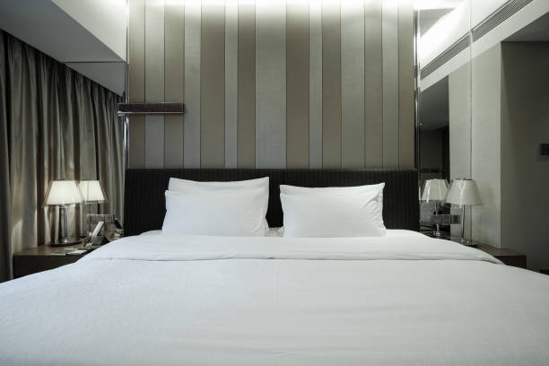 istock Elegant and comfortable bedroom interior 850911236