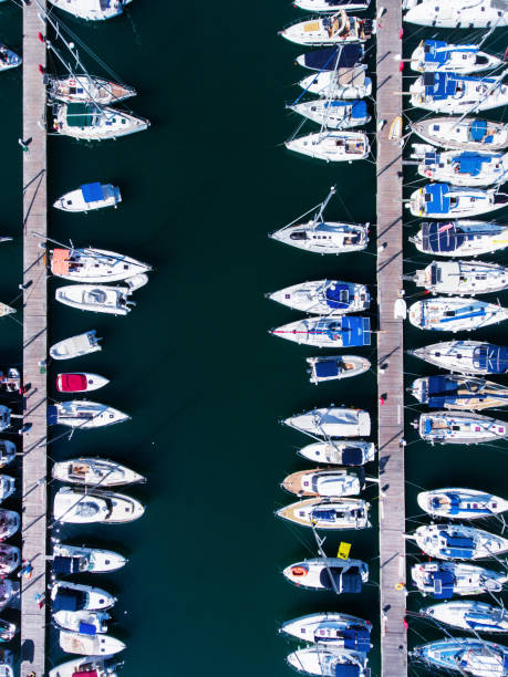 istock Yachts parking aerial view 850912218
