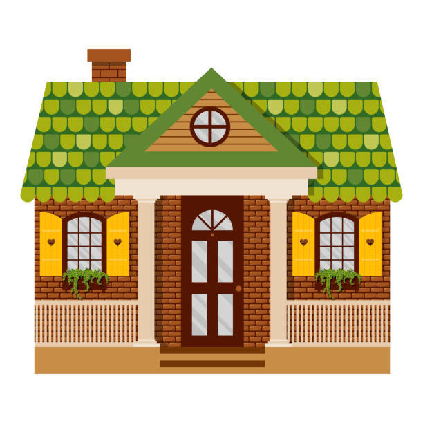 ilustrações de stock, clip art, desenhos animados e ícones de vector illustration with country house in flat style - ivy backgrounds wood fence