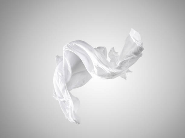 Smooth elegant transparent white cloth separated on gray background