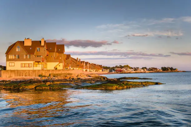 Photo of Oceanfront Houses at Sunset