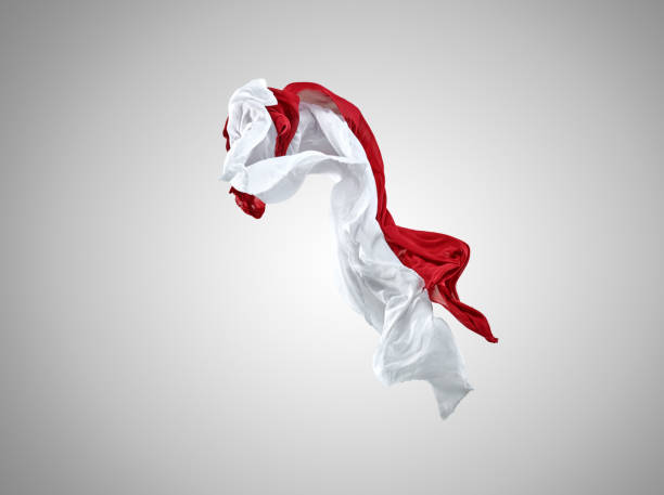 istock Smooth elegant transparent red and white cloth separated on gray background 850935232
