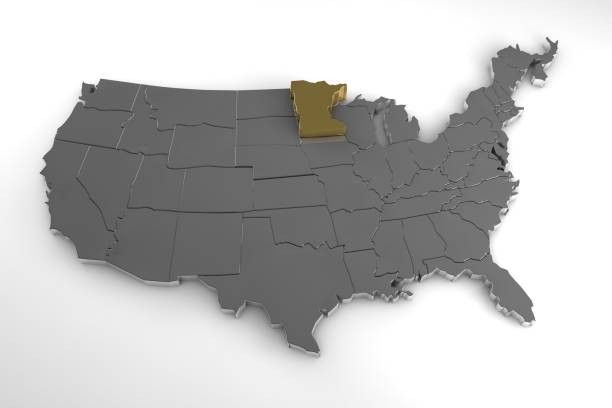 istock United States of America, 3d metallic map, with minnesota state highlighted. 3d render 850937802