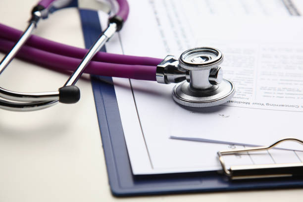 istock Closeup of a medical stethoscope with folder 850940892
