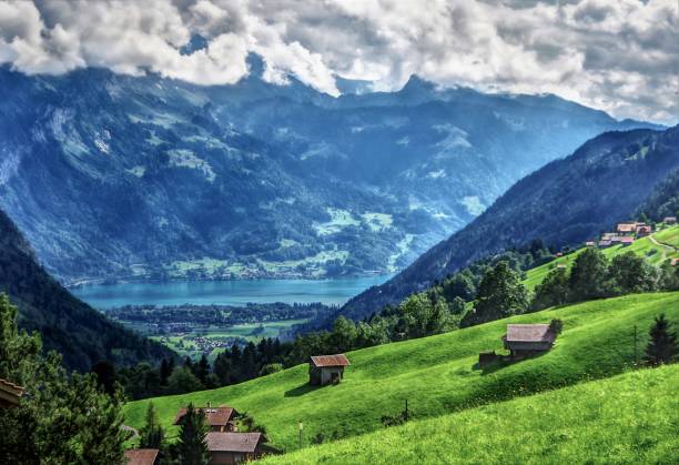 beatenberg - der sonnenterrasse des berner oberland, schweiz - monch sun snow european alps stock-fotos und bilder