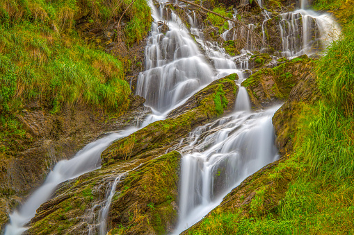 Waterfall in Val D'Aosta, Italy, Lenteney La Salle.