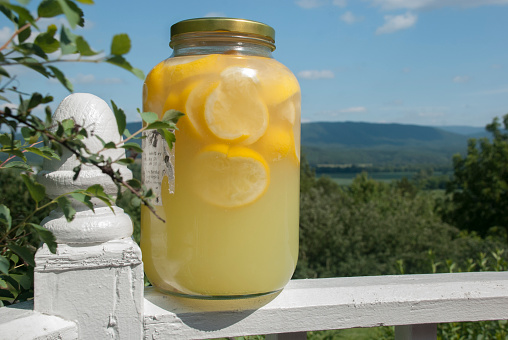 Homemade jar of lemonade