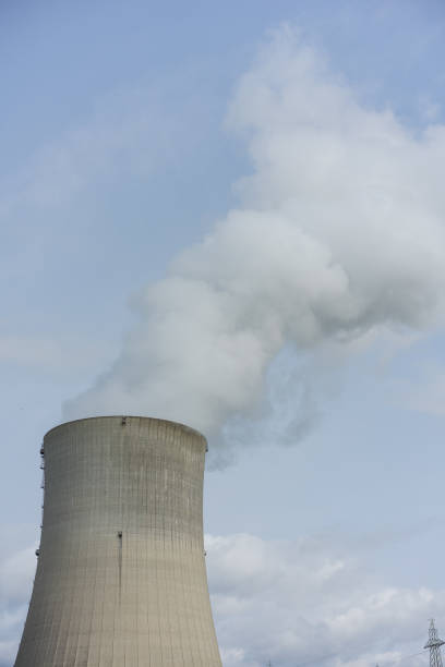 istock nuclear power plant chimney with condensation smoke on a cloudy day 850977898